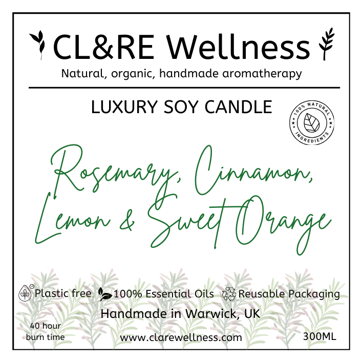 Christmas Candle (with Rosemary, Cinnamon, Lemon & Sweet Orange) 300ml