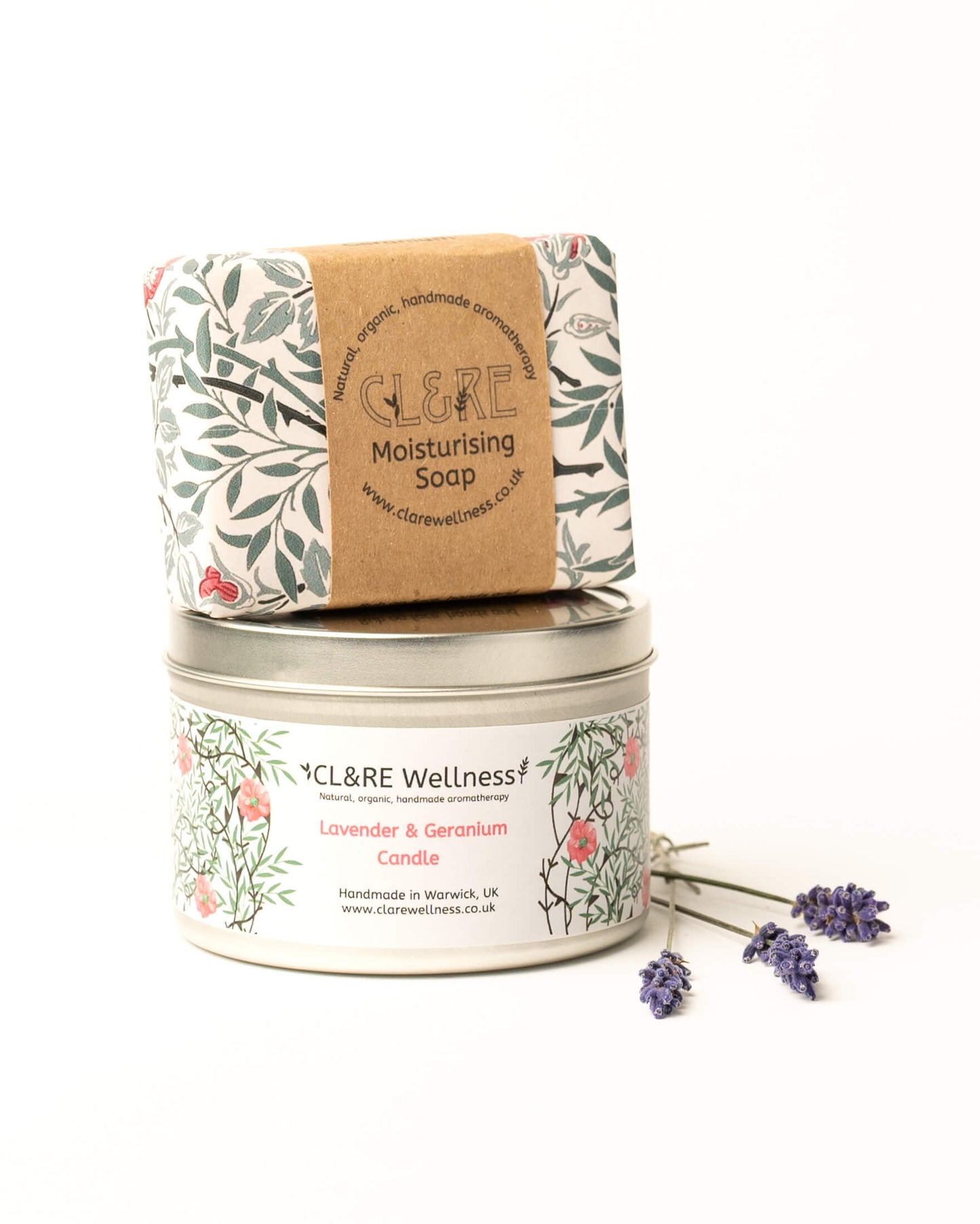 Seasonal Candle & Soap gift set (Lavender & Rose Geranium)