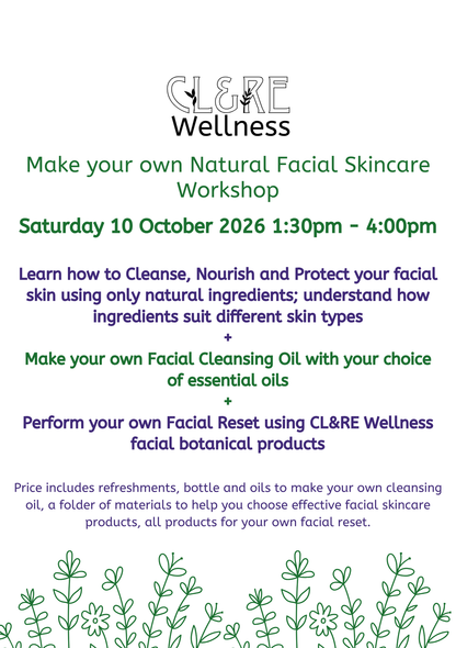 Natural Facial Skincare Workshop place Saturday 10 October 2026 13:30 - 16:00