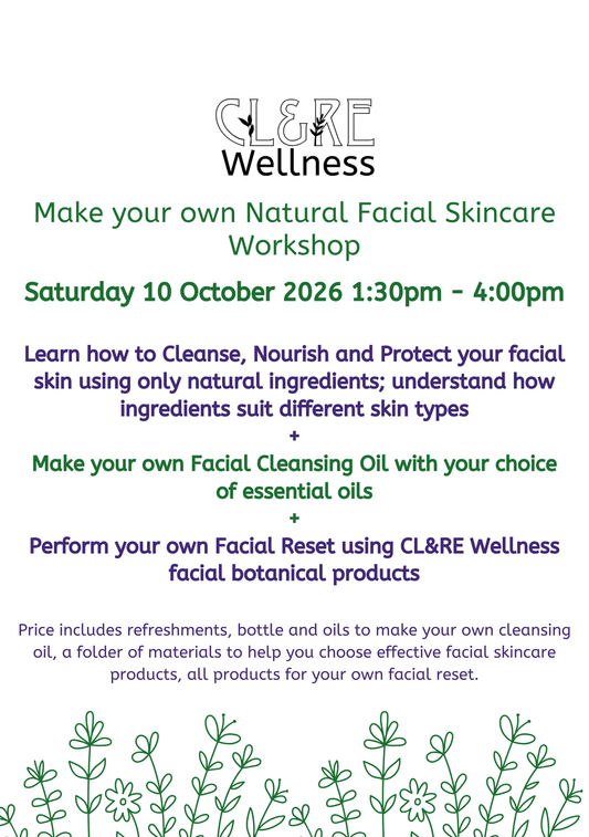 Natural Facial Skincare Workshop place Saturday 10 October 2026 13:30 - 16:00