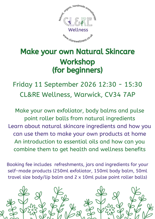 Natural Skincare Workshop place Friday 11 September 2026 12:30 - 15:30