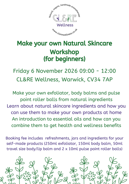 Natural Skincare Workshop place Friday 6 November 2026 2026 09:00 - 12:00