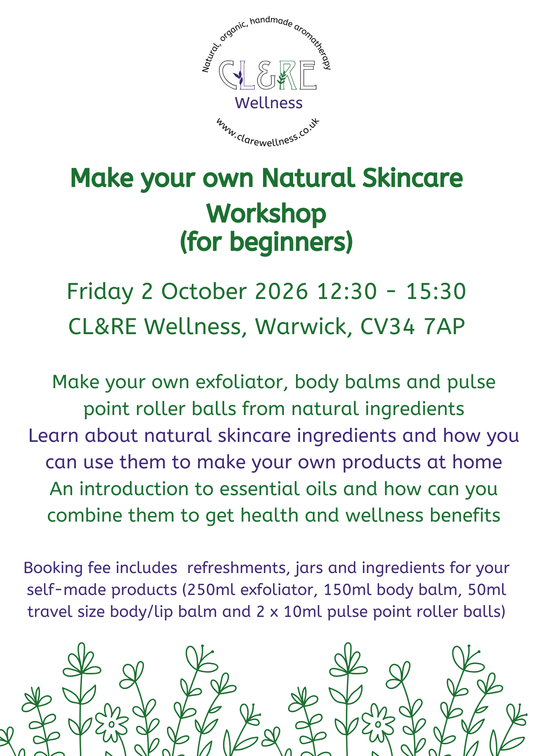 Natural Skincare Workshop place Friday 2 October 2026 12:30 - 15:30