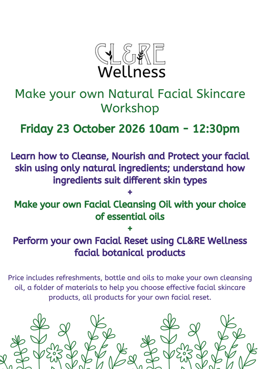 Natural Facial Skincare Workshop place Friday 23 October 2026 10:00 - 12:30