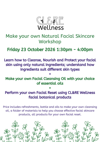 Natural Facial Skincare Workshop place Friday 23 October 2026 13:30 - 16:00