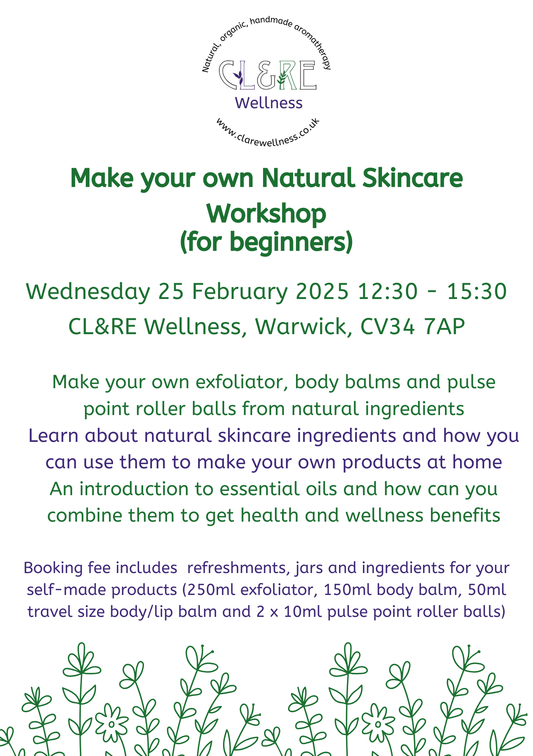 Natural Skincare Workshop place Wednesday 25 February 12:30 - 15:30