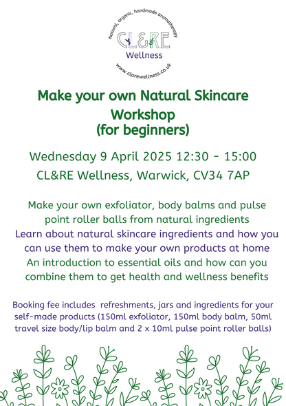 Natural Skincare Workshop place  09 April 2025 12:30 - 15:00 WARWICK