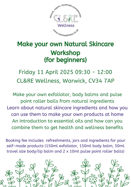 Natural Skincare Workshop place  11 April 2025 09:30 - 12:00 WARWICK