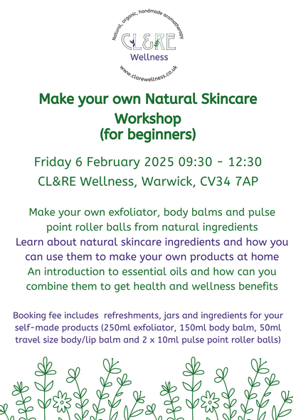 Natural Skincare Workshop place Friday 6 February 2026 09:30 - 12:30