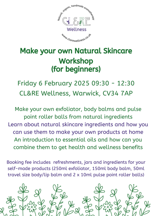Natural Skincare Workshop place Friday 6 February 2026 09:30 - 12:30