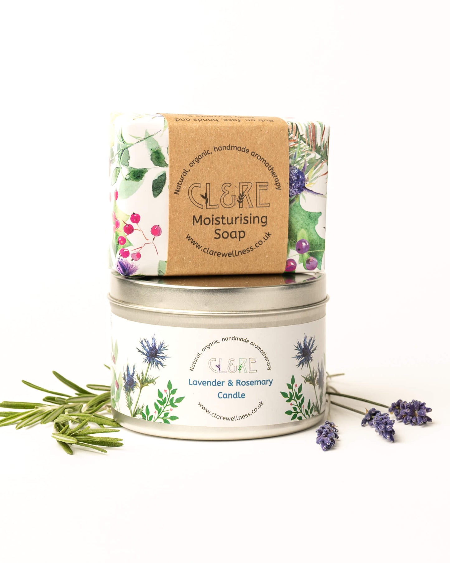 Seasonal Candle & Soap gift set (Lavender & Rosemary)