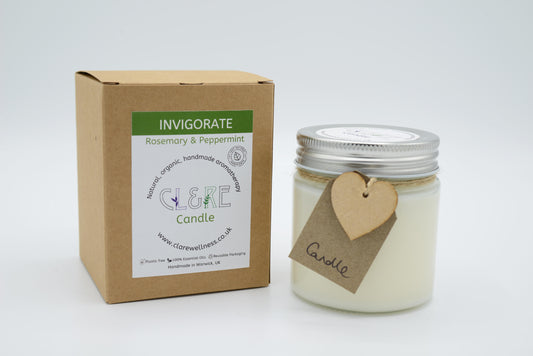 Invigorate Candle (with Rosemary & Peppermint essential oils & Rosemary leaves) 250ml